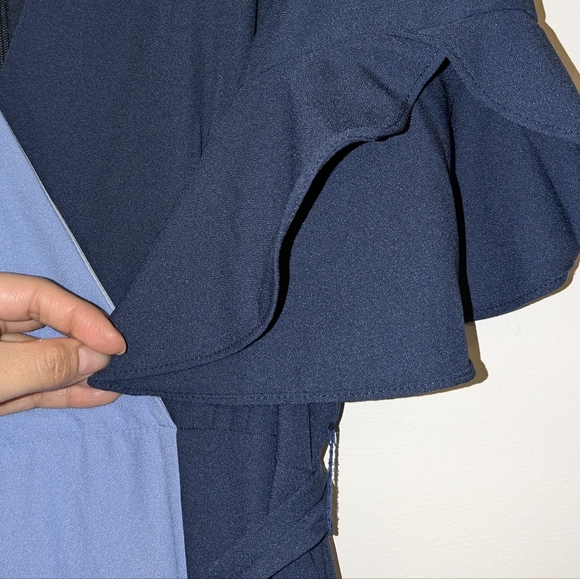 Antropologie Hutch V Neck Color Block Flutter Sleeve Wrap Dress Blue/Lilac Sz M - Picture 7 of 12